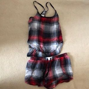 Bella Dahl red plaid matching PJ short set